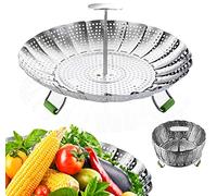 Steamer Basket, Veggie Steamer Basket for Cooking Stainless Steel Folding Vegetable Steamer Insert with Extending Removable Center Handle Expandable to Fit Various Size Pot (5,5" to 9")