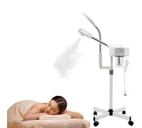 Steamer facciale 2 in 1, con illuminazione a LED e ruote universali, pulizia per la sauna del viso, girevole a 360°, serbatoio dell'acqua da 680 ml, 800 W, alta potenza di spruzzo, per la casa salon