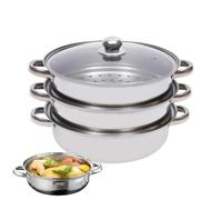 Steamer Set - 11Inch 3-tier Cooking Steamer Pot, Stainless Steel Steam Pots, Multi-Functional Stackable Steamers For Cooking Family Gathering Meal Prep Healthy Eating Dumpling Fish Vegetables