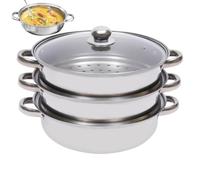 Steamer Set - Stainless Steel Multi-Functional Cooker With Glass Lid | Durable And Even-Heating Design For Efficient Meal Prep, For Family Gatherings, Healthy Cooking, Dumplings, Fish, And Vegetables
