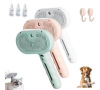 Steamglide Pet Grooming Comb, Pawzium Pets-pet steam brush for dog&cat 4-in-1 spray hair removal comb, self cleaning massage cat brush, Gentle on Pet Skin,Removes Loose Hair (White+Pink+Green)