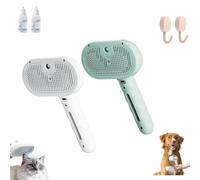 Steamglide Pet Grooming Comb, Pawzium Pets-pet steam brush for dog&cat 4-in-1 spray hair removal comb, self cleaning massage cat brush, Gentle on Pet Skin,Removes Loose Hair (White+Green)
