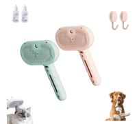 Steamglide Pet Grooming Comb, Pawzium Pets-pet steam brush for dog&cat 4-in-1 spray hair removal comb, self cleaning massage cat brush, Gentle on Pet Skin,Removes Loose Hair (Green+Pink)