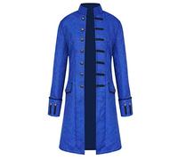 Steampunk Abbigliamento da uomo - Cappotto gotico da uomo lungo classico medievale blu giacca con bottoni retrò vittoriano cortile da passeggio teatro performance abbigliamento nightclub party