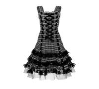 Steampunk - Abito vintage da donna Midi, senza maniche, stile medievale, con pizzo, in rete gotica, a vita alta, linea ad A, per il tempo libero, per Halloween, A01-nero, 3XL