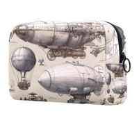 Steampunk Air Transport Cosmetic Bag per donne, borsa da viaggio per articoli da toeletta borsa grande per trucchi pratica borsa organizer con cerniera