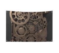Steampunk - Bandiera con ingranaggi meccanici, 152,4 x 243,8 cm, non sbiadisce, bandiera di benvenuto da giardino, cortile, casa, cartello decorativo per interni ed esterni, decorazione per la casa