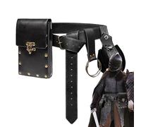 Steampunk - Borsa a vita con catena, in pelle PU retrò, per costumi di Halloween, elegante borsa per le gambe per festival, cosplay e abbigliamento quotidiano, Nero, vedi