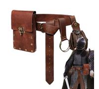 Steampunk - Borsa a vita in stile retrò, per moto, stile gotico, in pelle, per il rinascimento, con gambo regolabile, capacità sufficiente, accessorio vintage alla moda, per cosplay, marrone, vedi