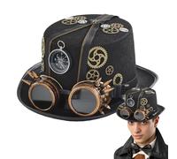 Steampunk Cappelli Per Uomini, Cappello Di Alabrice Costume Di Halloween Cosplay Con Occhiali Rimovibili, Costume Di Fantasia Viaggiatore Nel Tempo Accessori Steampunk Per Halloween