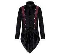 Steampunk cappotto uomo nero medievale gotico tuxedo uomo classico rinascimentale abito vittoriano cortile smoking giacche teatro performance Halloween costume pirata abbigliamento
