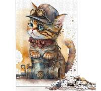 Steampunk Cat Jigsaw Puzzle Impossible 1000Pcs Decorazione Per La Casa. Giochi Rilassamento E Intelligence Per Adulti E Bambini Da 12 Anni 1000pcs (38x26cm)