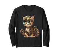 Steampunk Cat Kitten Kitty Steam Punk Maglia a Manica