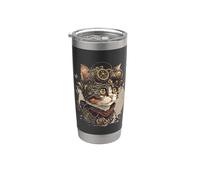 Steampunk Cat Kitty Gattino Steam Punk Bicchiere termico in acciaio inox doppia parete
