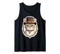 Steampunk Cat Portrait Top Hat Bell in Cornice ornata Canotta