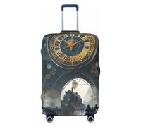 Steampunk City Streets con grande orologio retrò architettura elastica da viaggio valigia protettore stampa valigia copertura antigraffio, Nero , M