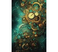 Steampunk Clockwork Notebook: A5|200 lined pages with left-hand margins notebook|fully bound|Steampunk Green range|3 of 4 in range