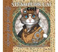 Steampunk cool cat in mosaic mandala landscape: a mindful stress relief grey scale journey