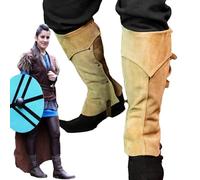 Steampunk - Copriscarpe Pirata in Pelle Sintetica - Neri per Sopradempimenti Medievali Rinascimentali per Uomo e Donna