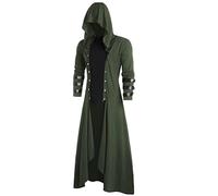 Steampunk, costume da Halloween da uomo, per carnevale, cosplay, uniforme, smoking, con cappuccio, cappotto vintage maschile, colletto alto, a maniche lunghe, elegante, stile medievale, abito punk