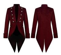 Steampunk - Costume da uomo in stile gotico Midi Loose Fit Frack classico doppio petto Tuxedo vittoriano cappotto teatro cosplay abbigliamento carnevale