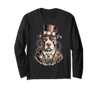 Steampunk Dog Top Hat Orologio e Ingranaggi Maglia a Manica