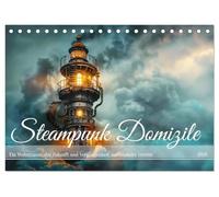 Steampunk Domizile (Tischkalender 2026 DIN A5 quer), CALVENDO Monatskalender: Wohnträume mit Stahl und Dampf