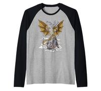 Steampunk Drago Ingranaggi Meccanici Industriale Fantasia Maglia con Maniche Raglan