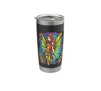 Steampunk Fairy Redhead Mechanical Wings Stained Glass Bicchiere termico in acciaio inox doppia parete