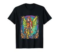 Steampunk Fairy Redhead Mechanical Wings Stained Glass Maglietta
