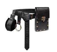 Steampunk Fanny Pack - Retrò Steampunk Fanny Pack per Halloween, Renaissance Fanny Pack | Borsa a banana in pelle PU Steampunk con catena di gamba, borsa a banana sportiva per l'uso quotidiano, Nero