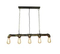 Steampunk Ferro battuto Lampadario 5 luci per Tubo dell'Acqua Lampada a Sospensione Industriale in Metallo E27 Plafoniera Vintage Country Americano (Bronzo Verde)