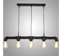 Steampunk Ferro battuto Lampadario 5 luci per Tubo dell'Acqua Lampada a Sospensione Industriale in Metallo E27 Plafoniera Vintage Country Americano (Nero)