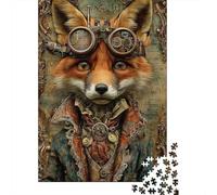 Steampunk Fox Art Print Puzzle Impossibili 1000Pcs Decorazione Per La Casa. Rilassamento E Intelligence Per Adulti E Bambini Da 12 Anni 38x26cm/1000pcs