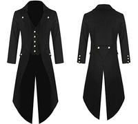 Steampunk Frack cappotto gotico da passeggio medievale abbottonatura giacca smoking vittoriano cappotto rinascimentale pirata costume autunno e inverno abito da sera risvolto costume costume, Nero ,
