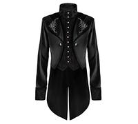 Steampunk Frack - Cappotto gotico da uomo, lungo, classico, giacca medievale, taglie grandi, retrò, da cortile vittoriano, elegante, tuxedo teatro, performance, cosplay, carnevale, Halloween