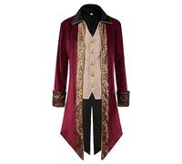 Steampunk Frack Uomo Medievale Gotico Tuxedo Uomo Ricamo Oro Retro Rinascimento Vittoriano Giacca Cortile Con Bottoni Trendy Halloween Costume Medievale Pirati Vampiro Costume Carnevale