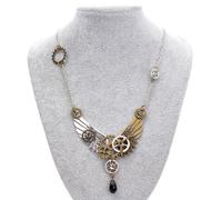 steampunk gear hour hand feather catena pendente collana per donna uomo