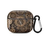 Steampunk Gears Clock Bluetooth Earbuds custodia protettiva integrale antiurto custodia rigida supporto ricarica wireless con portachiavi regalo personalizzato per AirPods 3