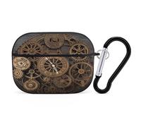 Steampunk Gears Clock Earbuds Organizer antiurto protettiva Airpods Pro Cover con moschettone Anti Caduta Custodia per auricolari per Airpods Pro 2a generazione Nero