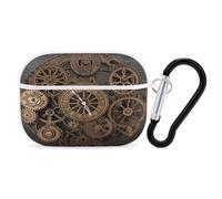 Steampunk Gears Clock Earbuds Organizer antiurto protettiva Airpods Pro Cover con moschettone Anti Caduta Custodia per auricolari per Airpods Pro 2a Generazione Bianco
