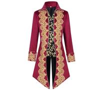 Steampunk - Giacca da uomo con ricamo alla moda medievale nero frack vittoriano cortile elegante tuxedo teatro performance vampiro abbigliamento carnevale Halloween