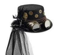 Steampunk gotico Steampunk costume decorativo con velo a rete | Cappello a cilindro alto per trucco, giochi di ruolo, feste, cosplay, fiere, festival, vacanze, scuola, Halloween