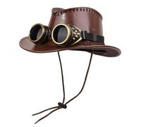 Steampunk Hat, Cowboy Hats, 22.05-22.83 Inches Large Brim Headwear With Goggles Decor, Western Costume Caps for Party, Festival, Event, Cosplay, Shows, Masquerade, Photoshoot