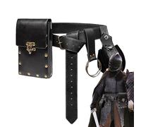 Steampunk - in pelle PU retrò, stile gotico rinascimentale, tasche sulle gambe della catena, stile vintage medievale, organizer per cosplay, Nero, vedi descrizione, Vedi