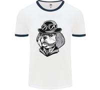 Steampunk King Charles Spaniel Cavalier Uomo Ringer T-Shirt