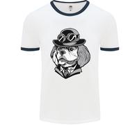 Steampunk King Charles Spaniel Cavalier Uomo Ringer T-Shirt