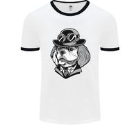 Steampunk King Charles Spaniel Cavalier Uomo Ringer T-Shirt