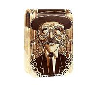 Steampunk Man Lip Gloss Holder Lipstick Case Portable Makeup Bag Travel Lipstick Organizer Case con Specchio Mini Rossetto Scatola di Immagazzinaggio per le Donne, Multicolore, 9.5x2x7 cm/3.7x0.8x2.7