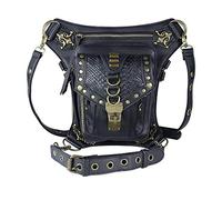 Steampunk Marsupio Donna Pu Pelle Nero, Moda Croce Corpo Borsa Tracolla, Gothic Rock PU Multifunzione Gamba Zaino